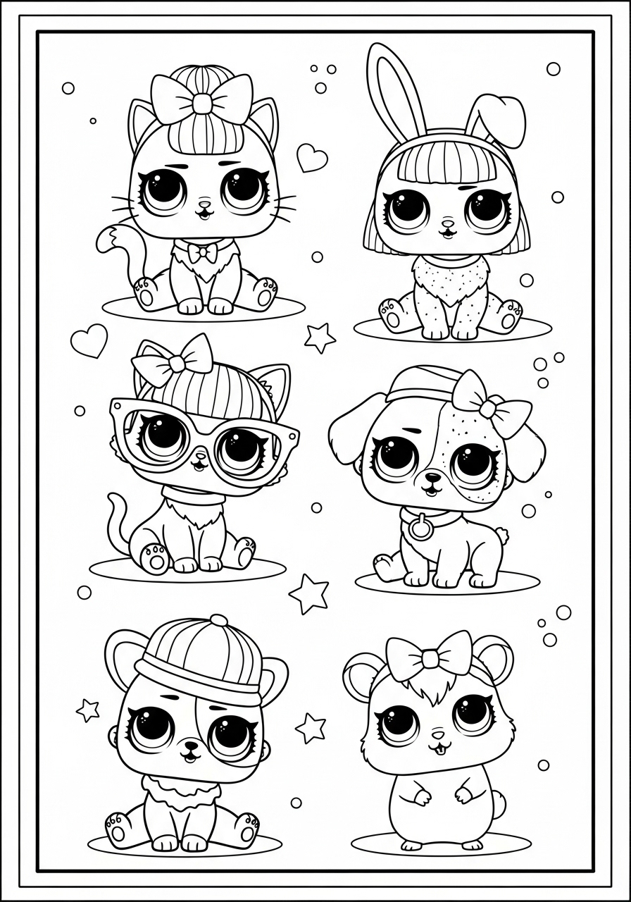 Desenho de animais da LOL Surprise para colorir