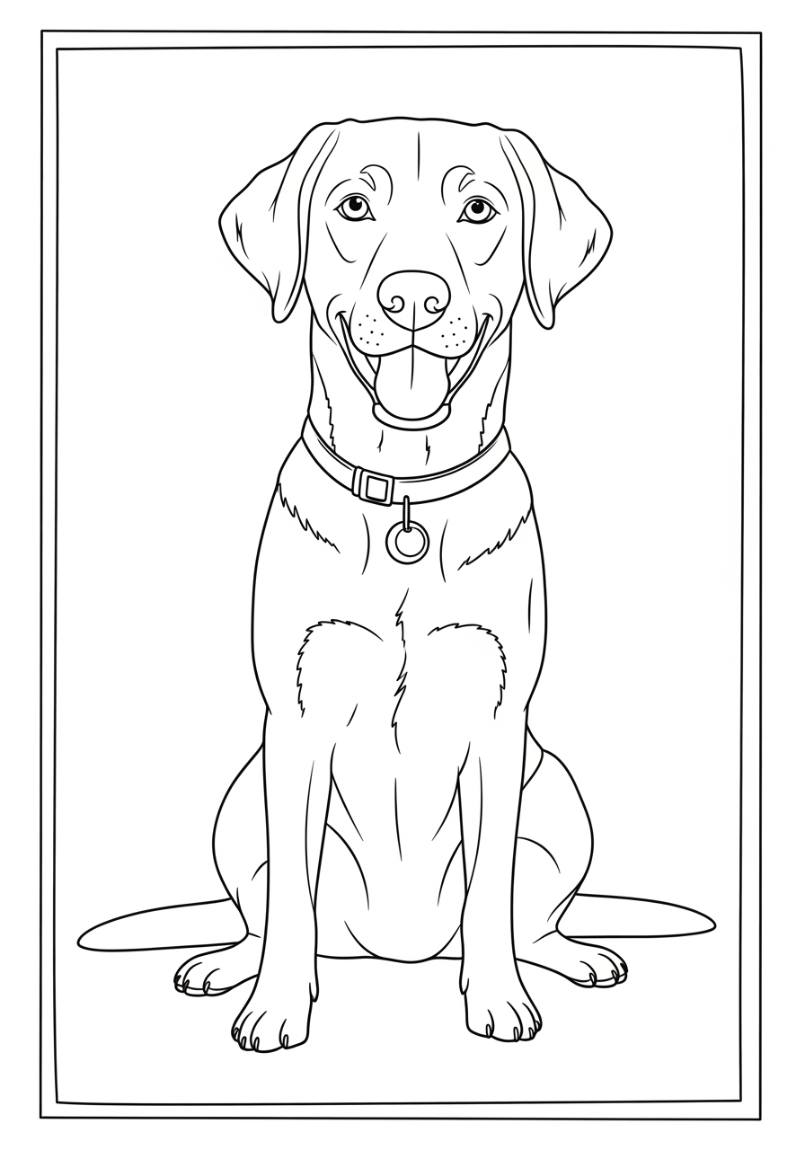 Desenho do Labrador Retriever sentado para colorir