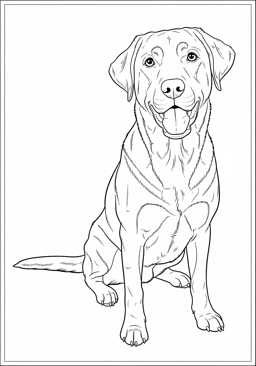 Desenho do Labrador Retriever sentado para colorir