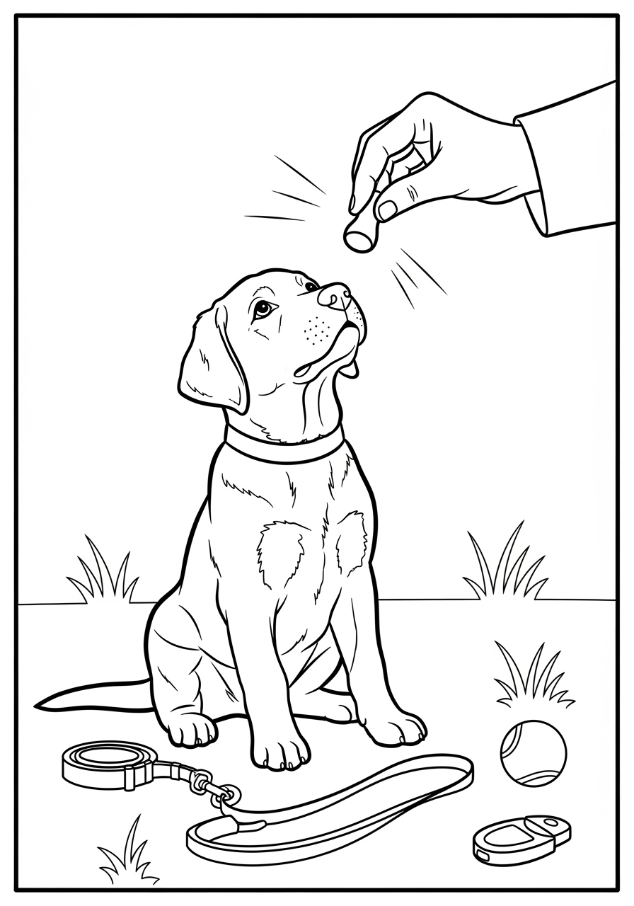 Desenho do Labrador Retriever esperando por um petisco