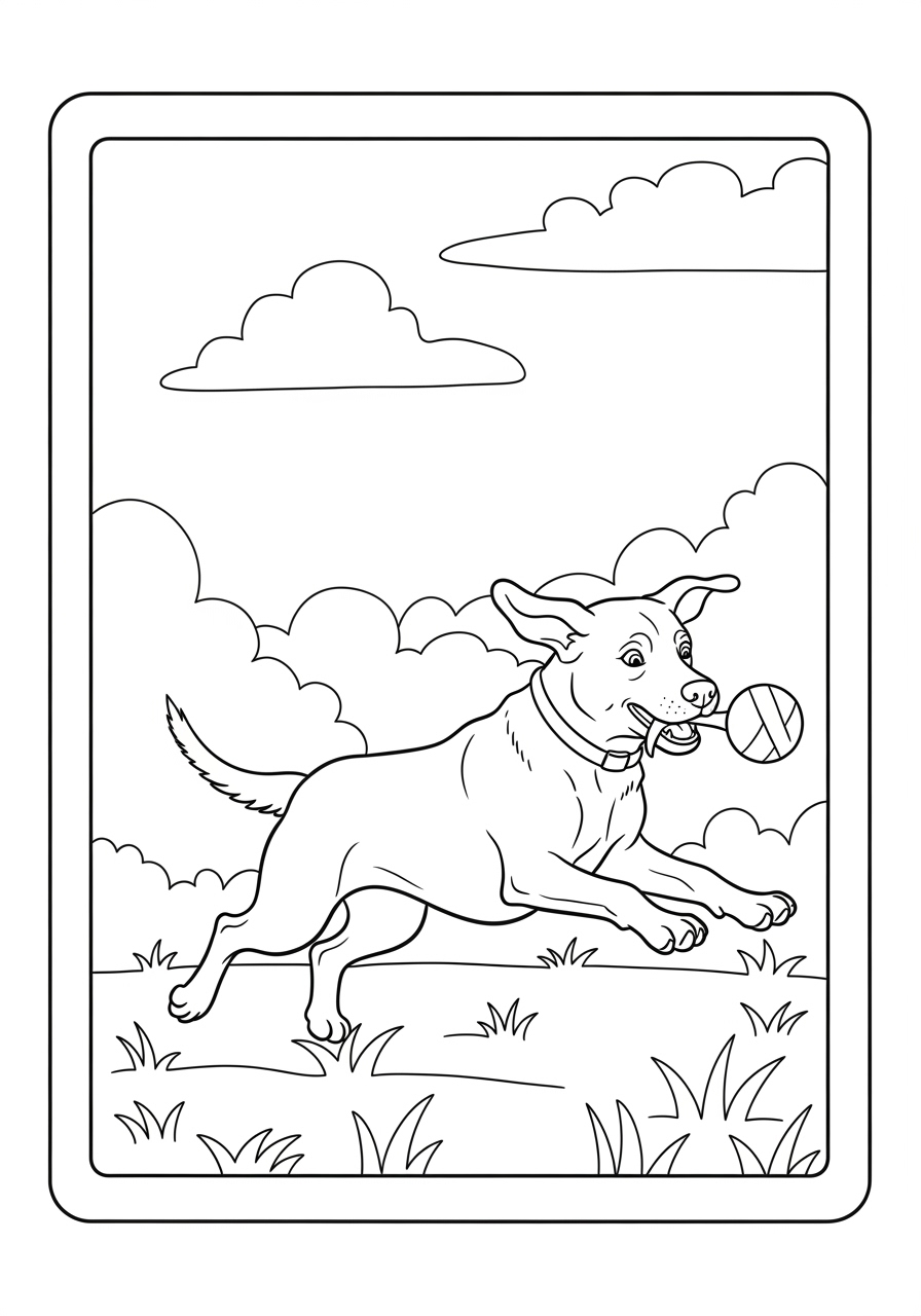 Desenho do Labrador em plena corrida para colorir
