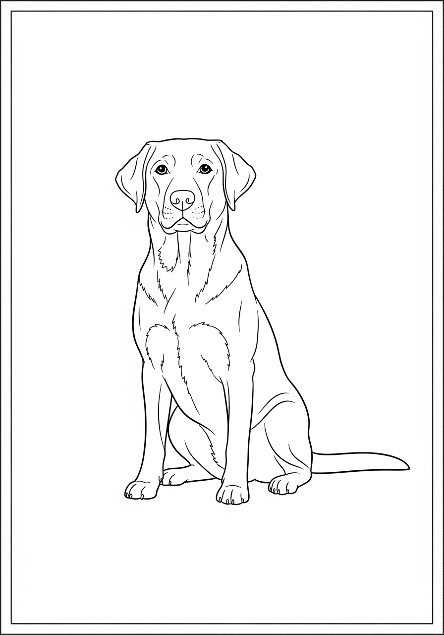Desenho do Labrador Retriever sentado para colorir