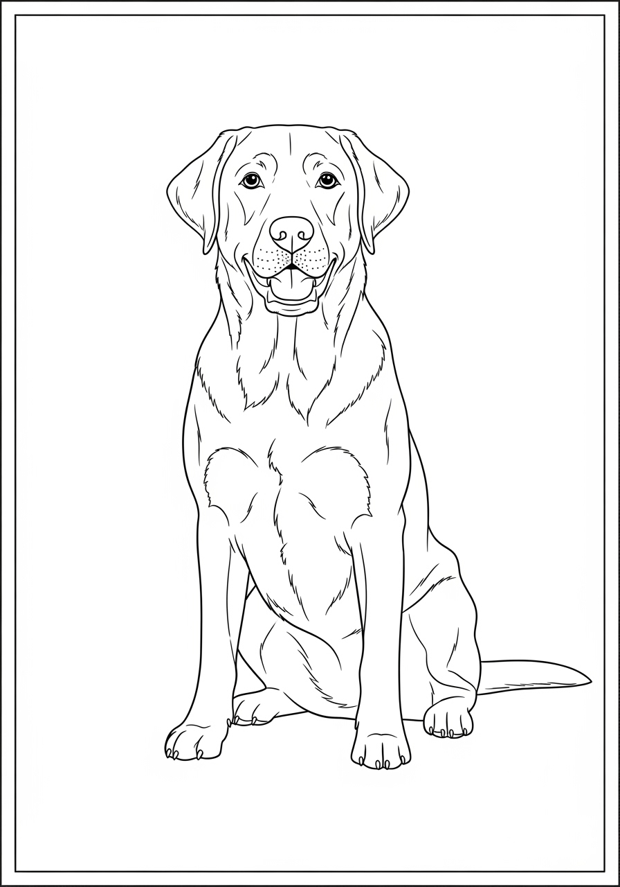 Desenho do Labrador Retriever sentado para colorir