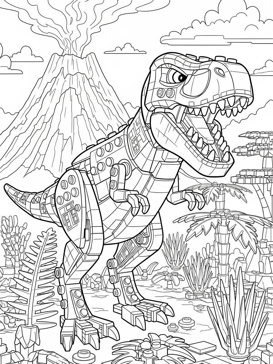 Desenho de Lego de um dinossauro para colorir