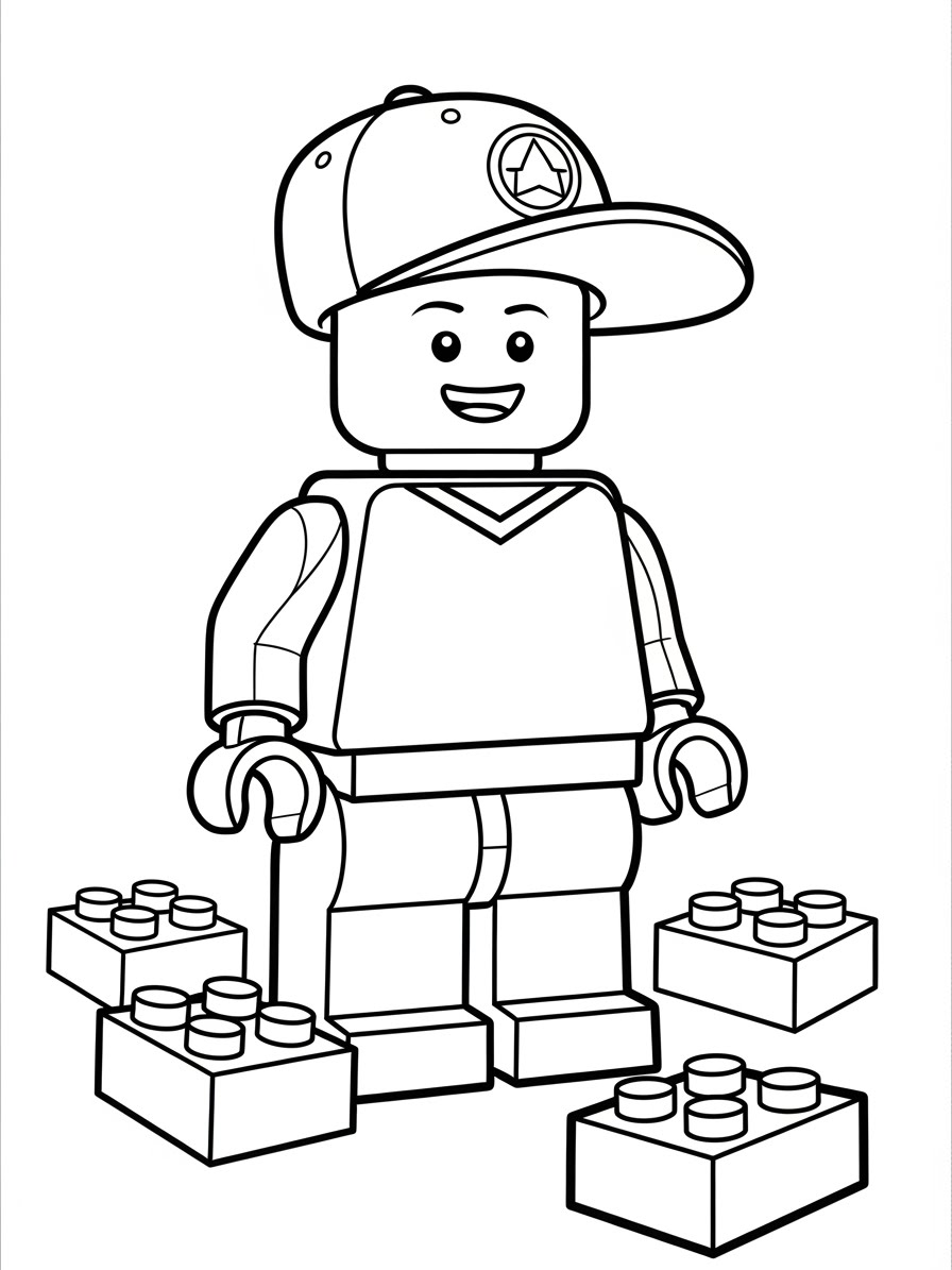 Desenho de Lego de personagem feliz para colorir