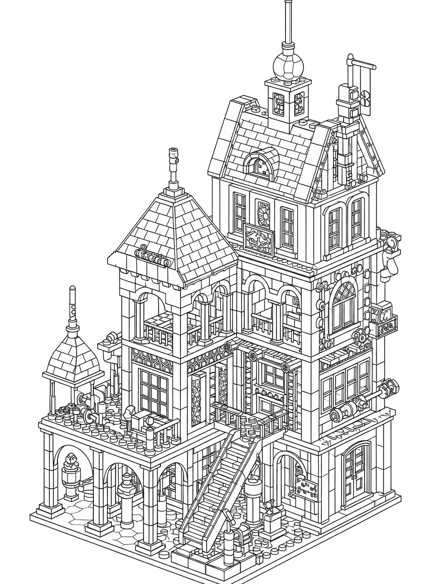 Desenho de Lego de uma casa para colorir