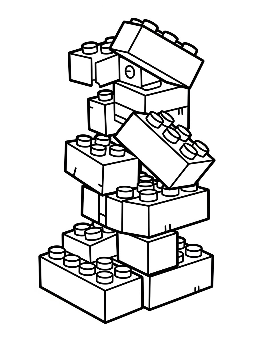 Desenho de Lego empilhado para colorir