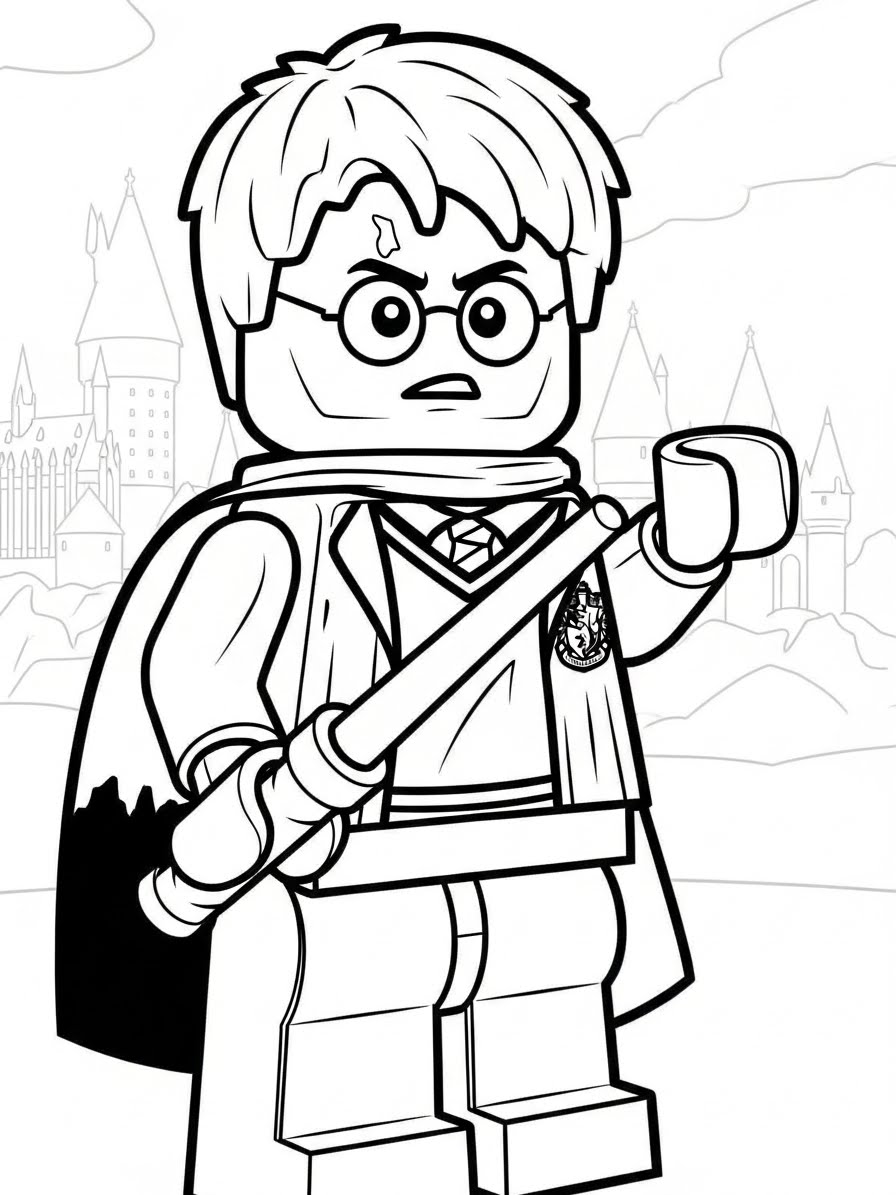Desenho de Lego do Harry Potter para colorir