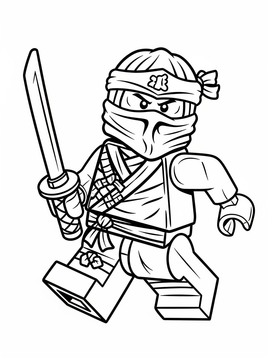 Desenho de Lego ninja com espada para colorir