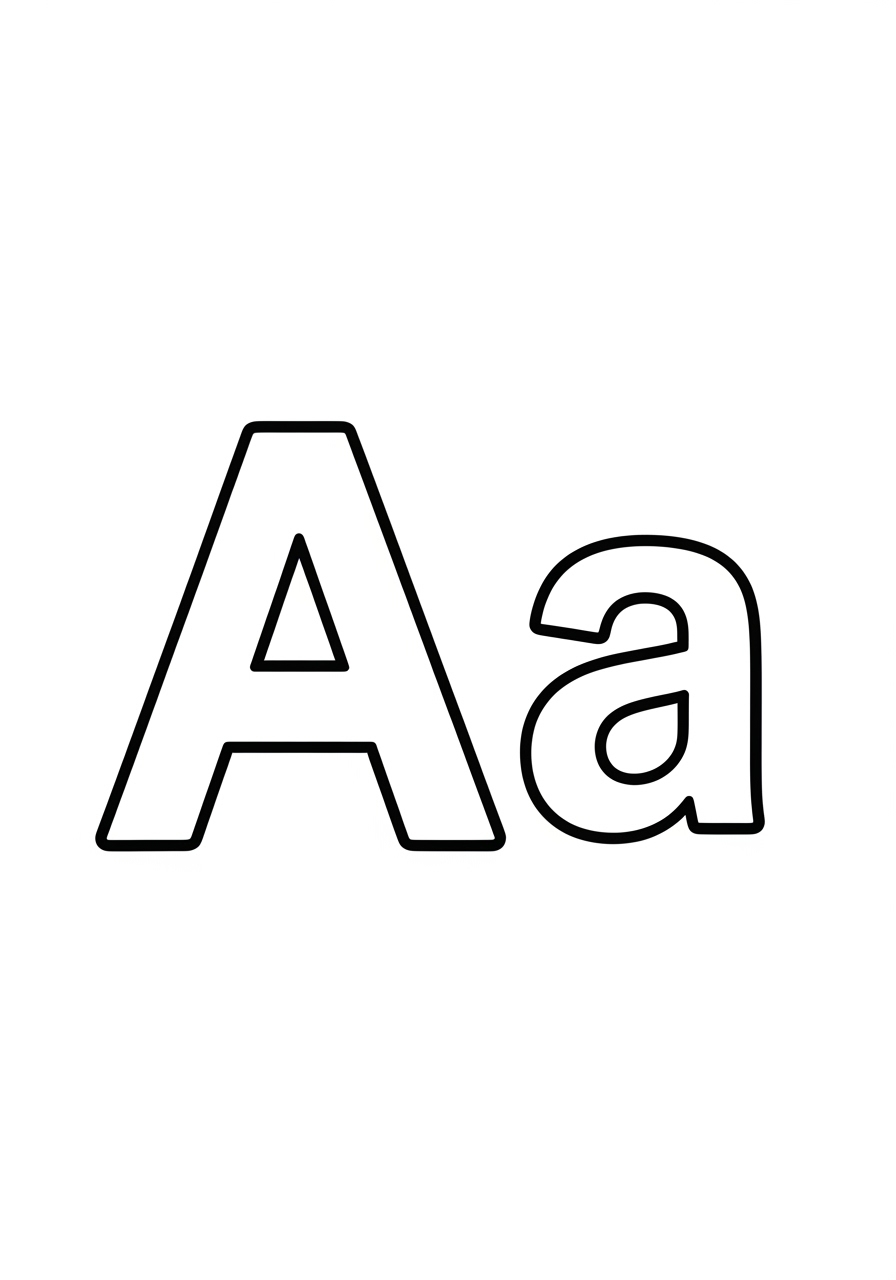 Desenho da Letra A maiúscula e minúscula para colorir