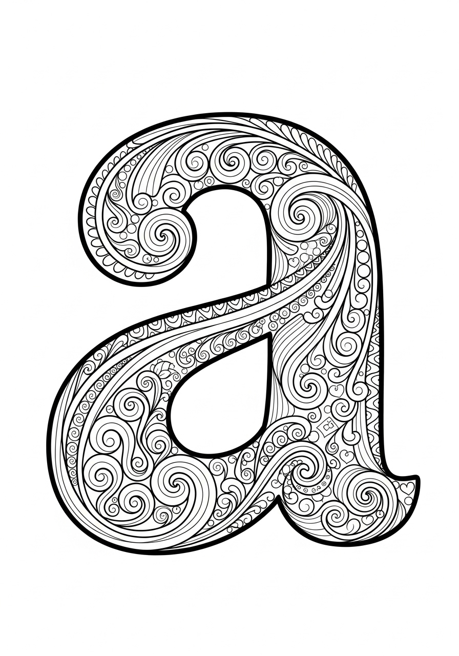 Desenho da Letra A com detalhes ornamentais