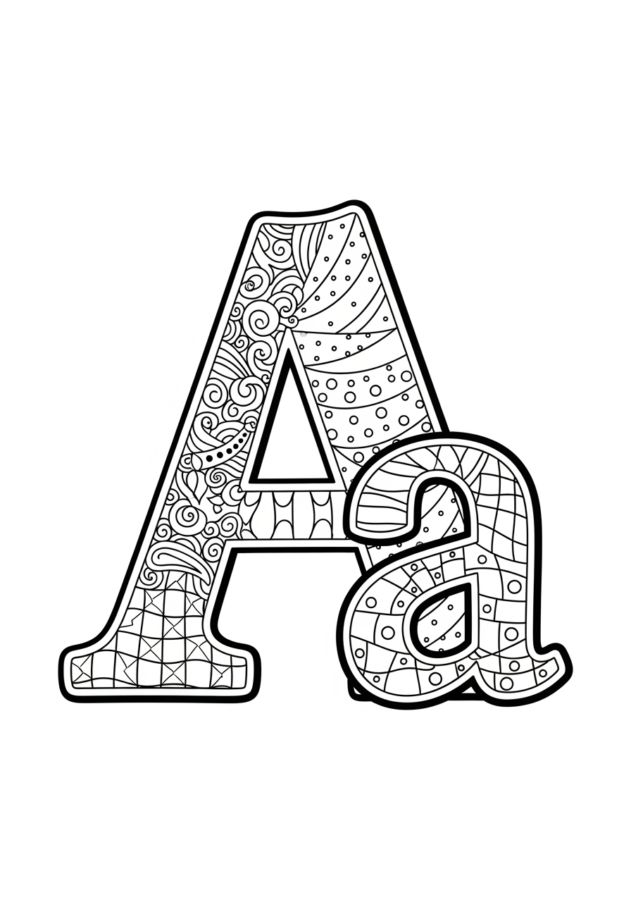 Desenho da Letra A com padrões para colorir