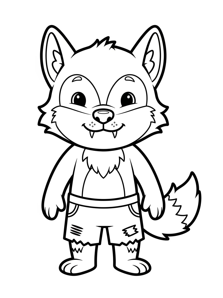 Desenho de Lobisomem fofo divertido para colorir