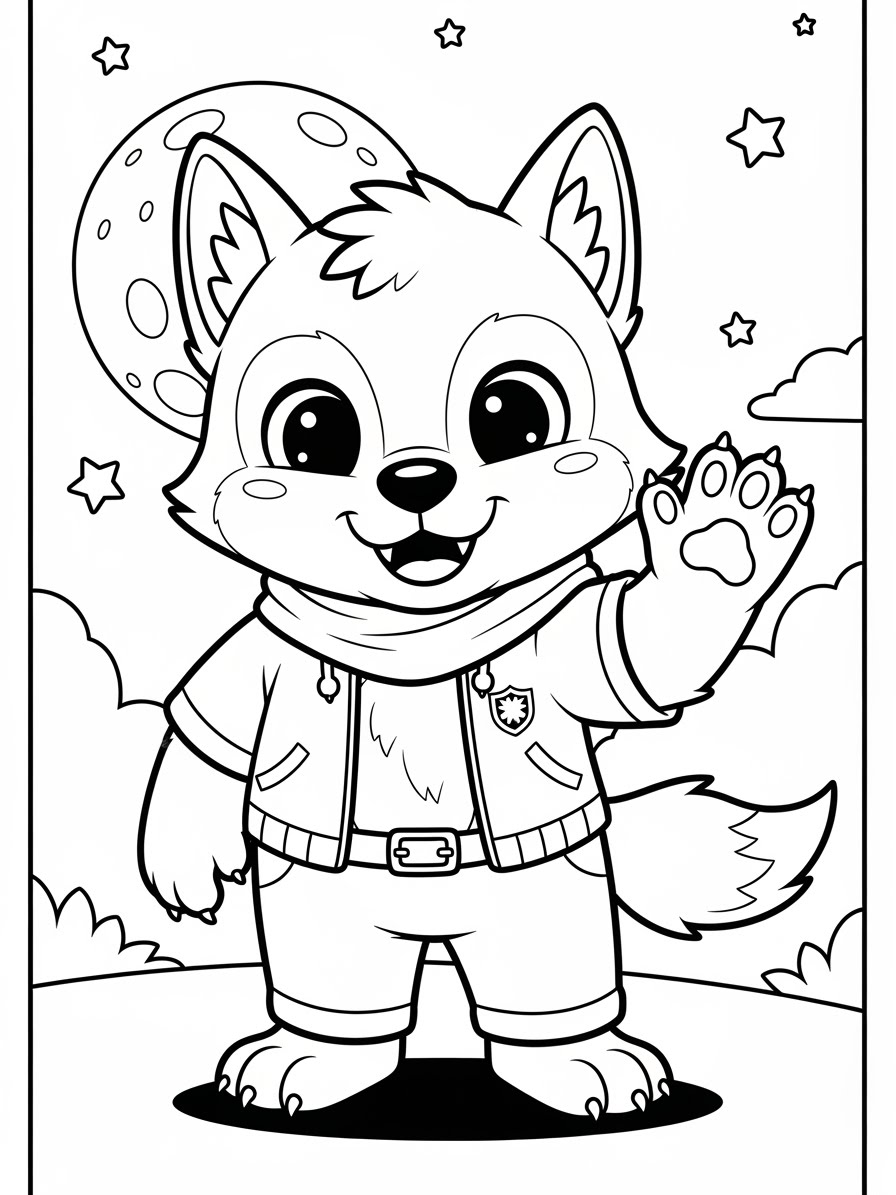 Desenho de Lobisomem fofo para colorir