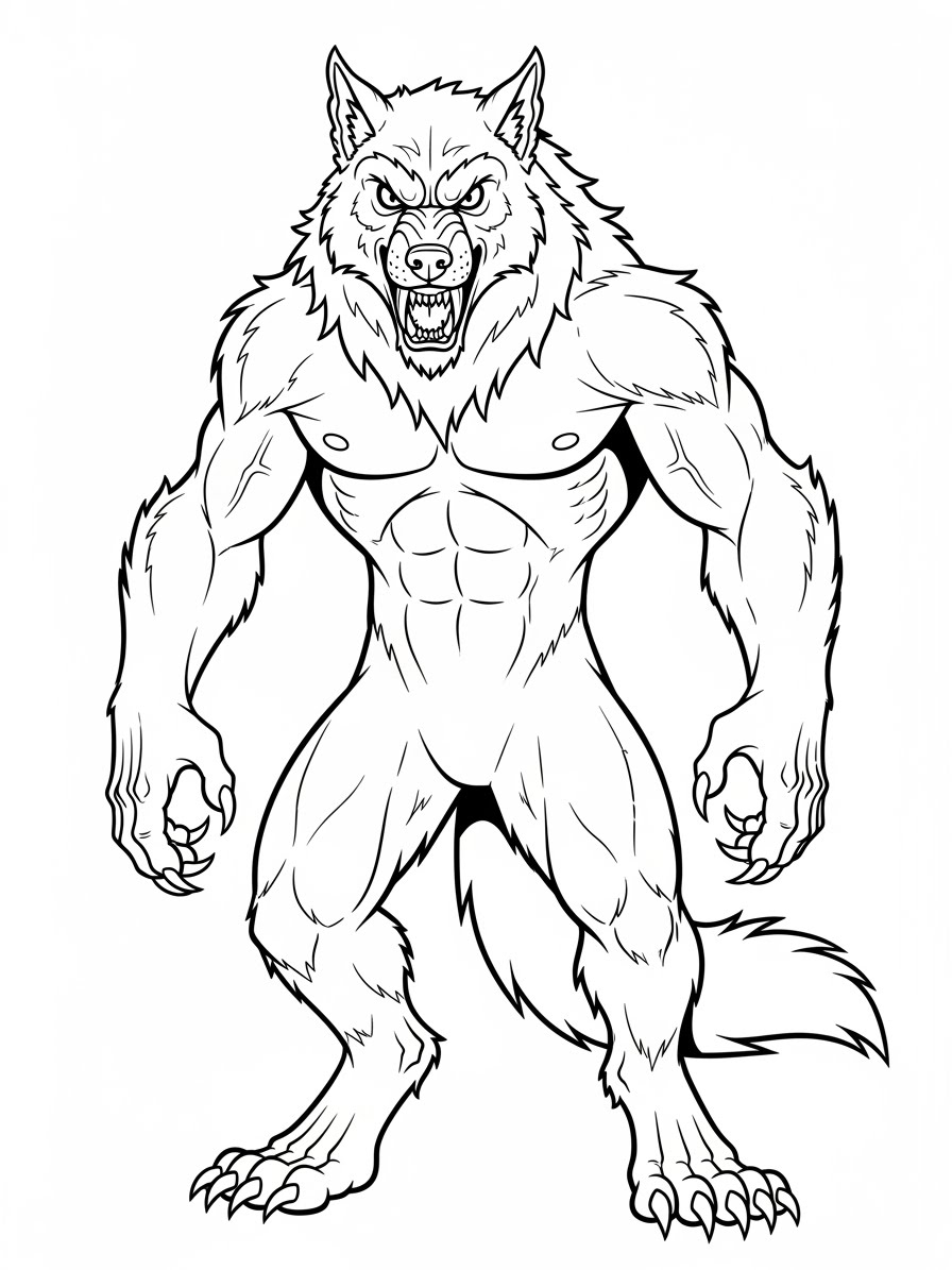 Desenho de Lobisomem realista para colorir