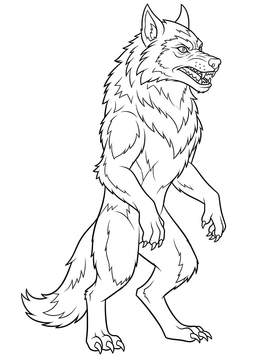 Desenho de Lobisomem realista para colorir