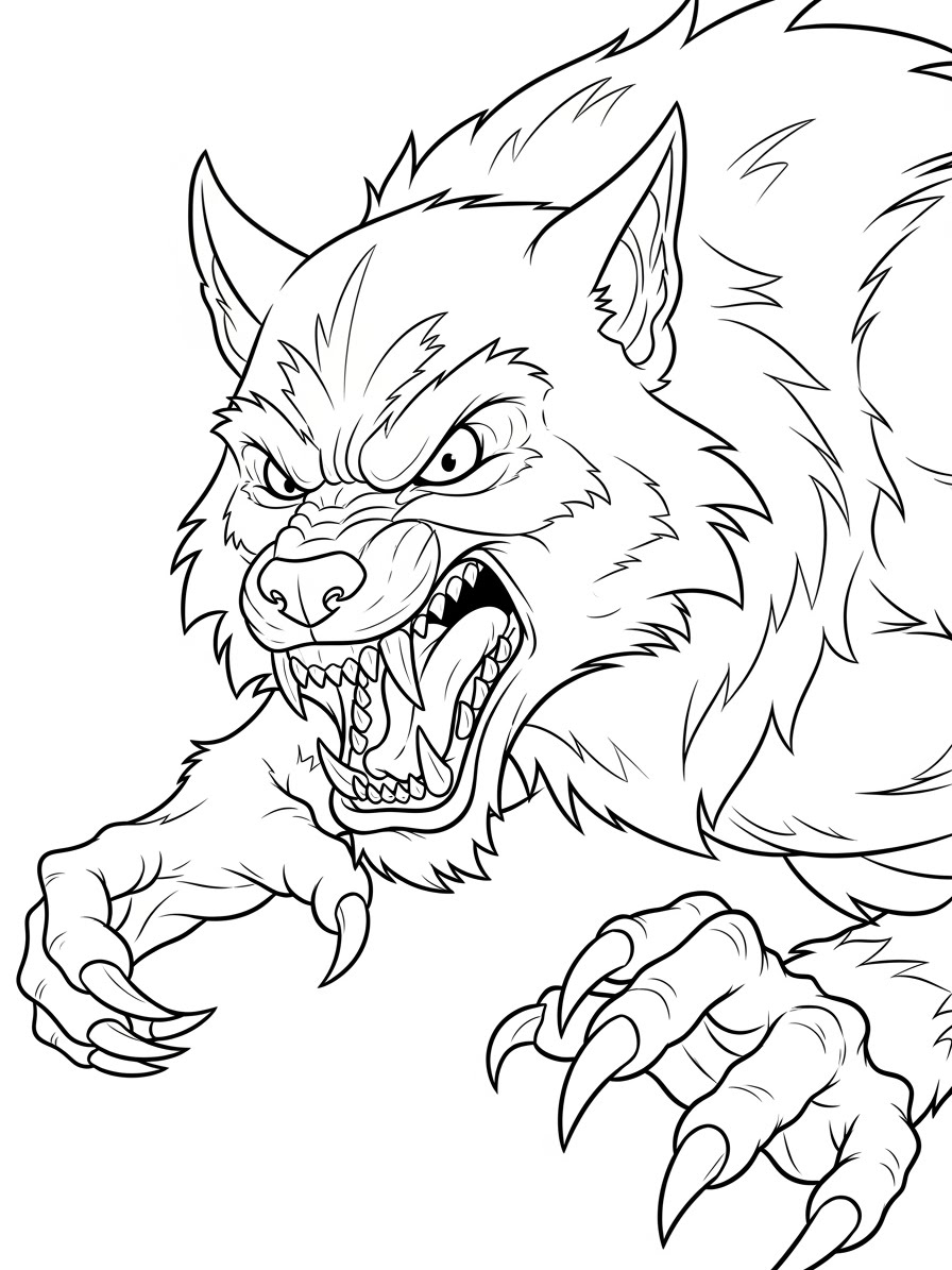 Desenho de Lobisomem realista para colorir