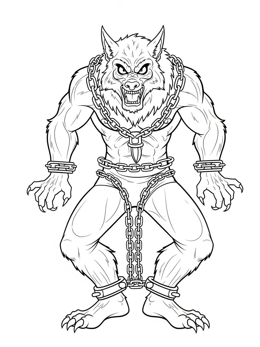 Desenho de Lobisomem realista para colorir