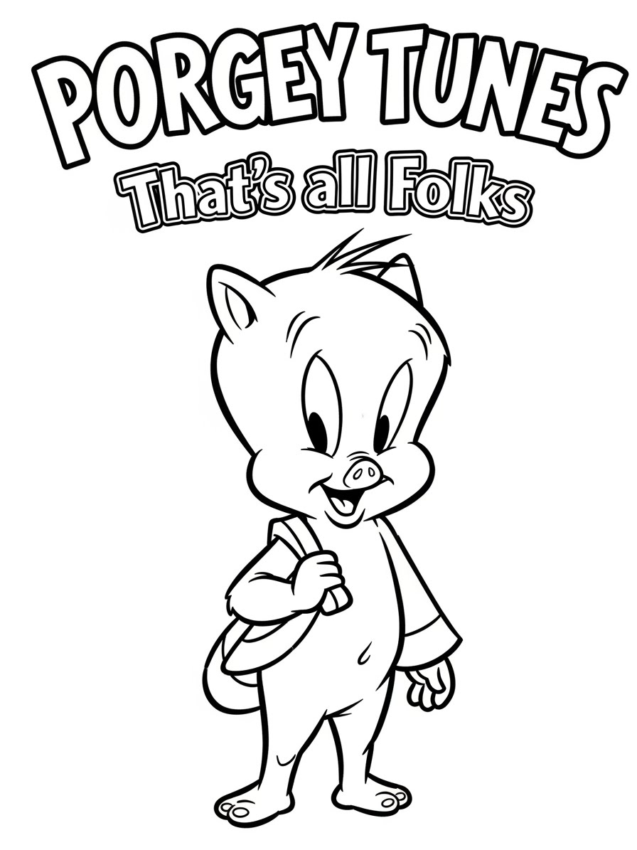 Desenho Looney Tunes com porquinho para colorir