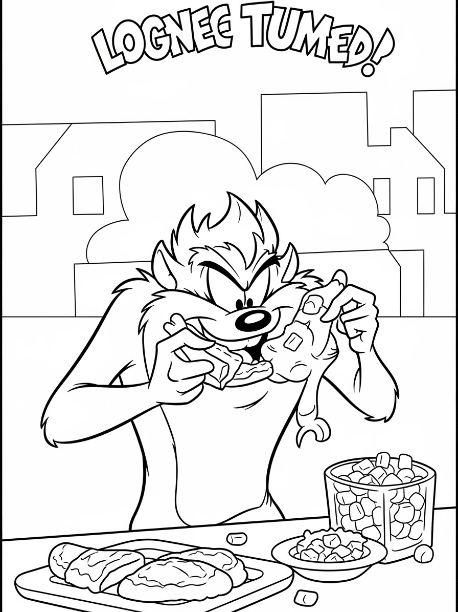 Desenho Looney Tunes com Taz para colorir