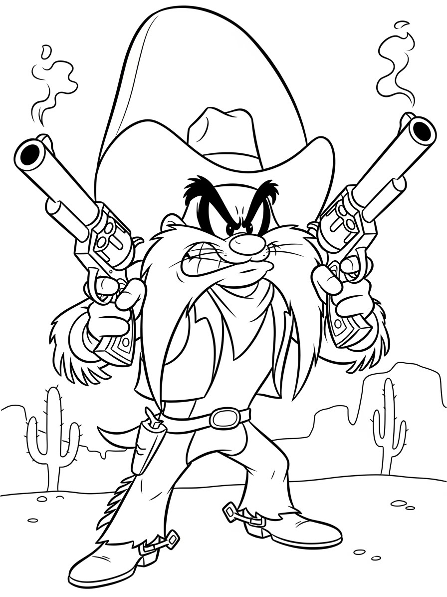Desenho Looney Tunes com Yosemite Sam para colorir