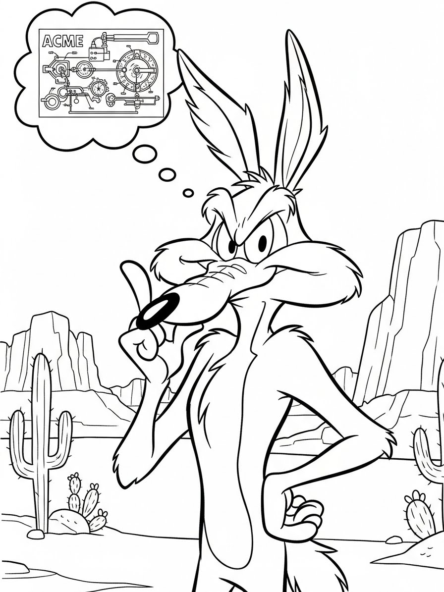 Desenho Looney Tunes com o Lobo da Estepe para colorir