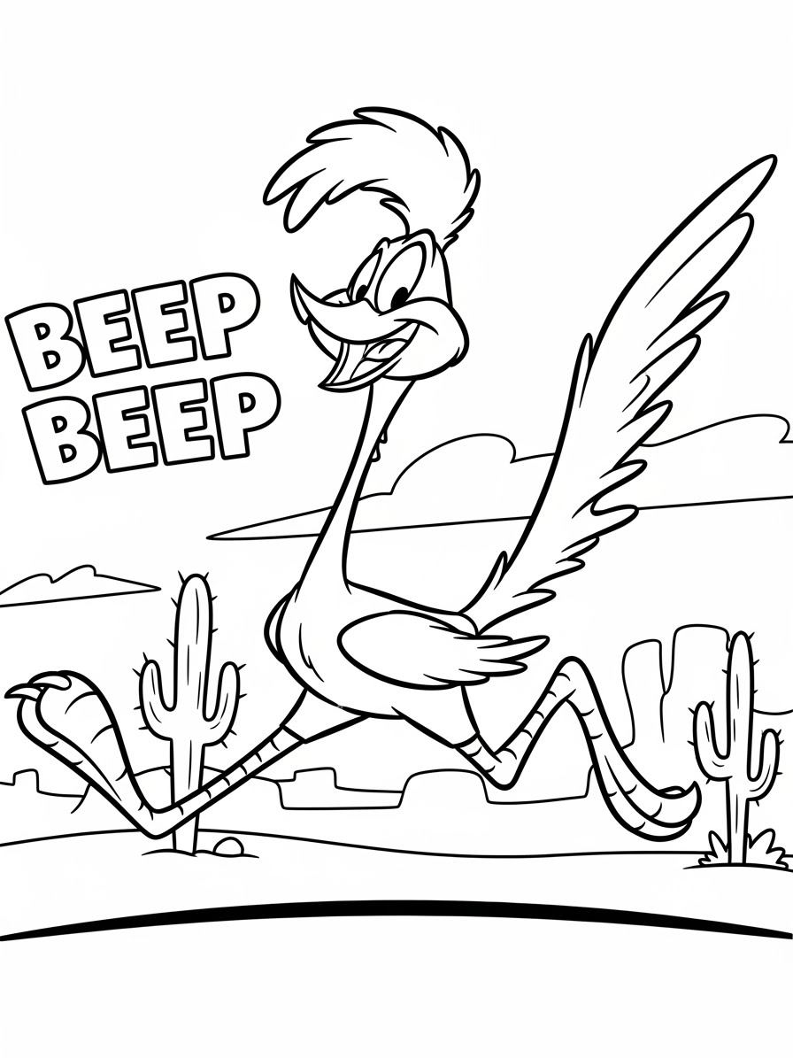 Desenho Looney Tunes com o Ligeirinho para colorir