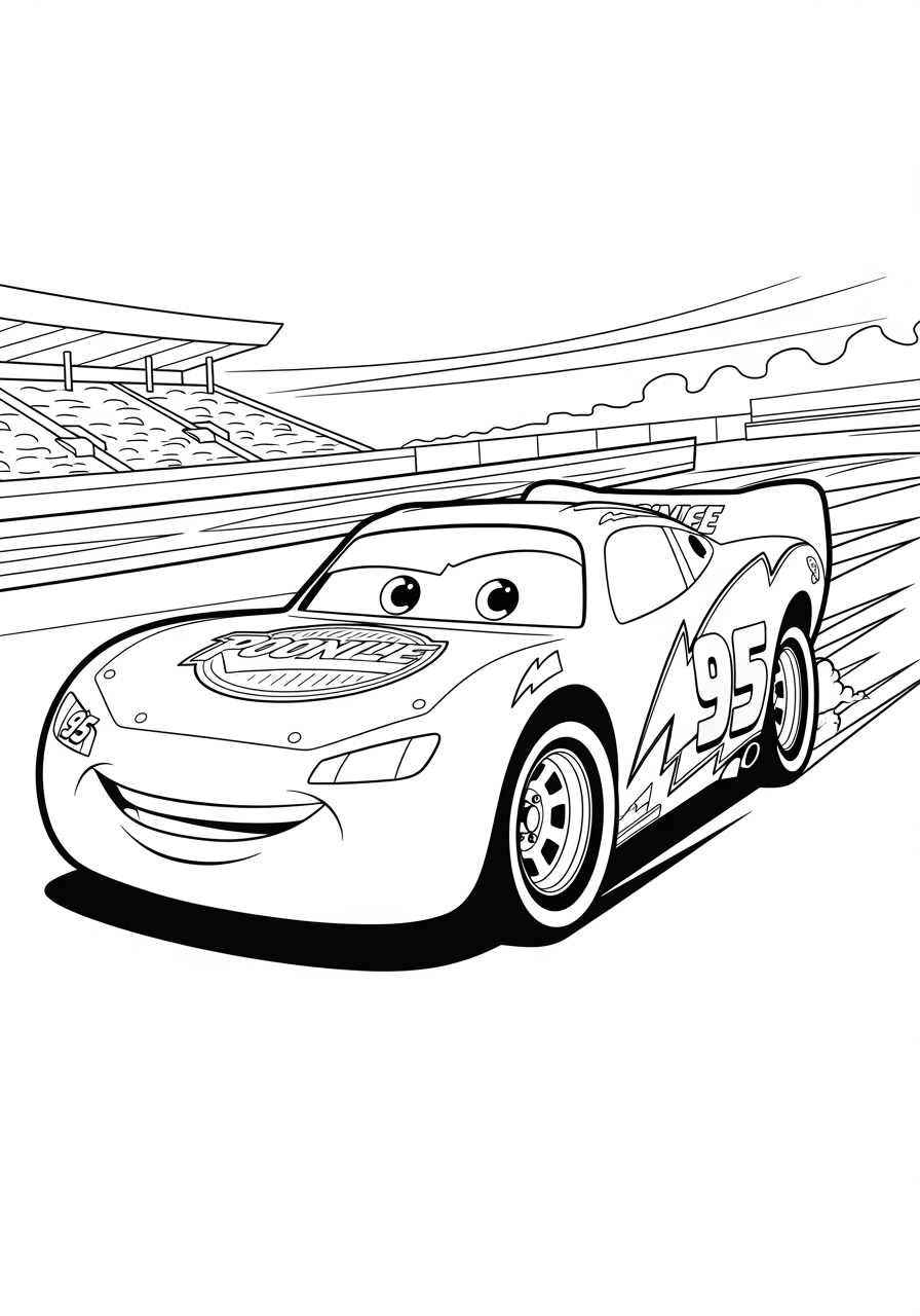 Desenho do Relâmpago MCQueen em alta velocidade para colorir