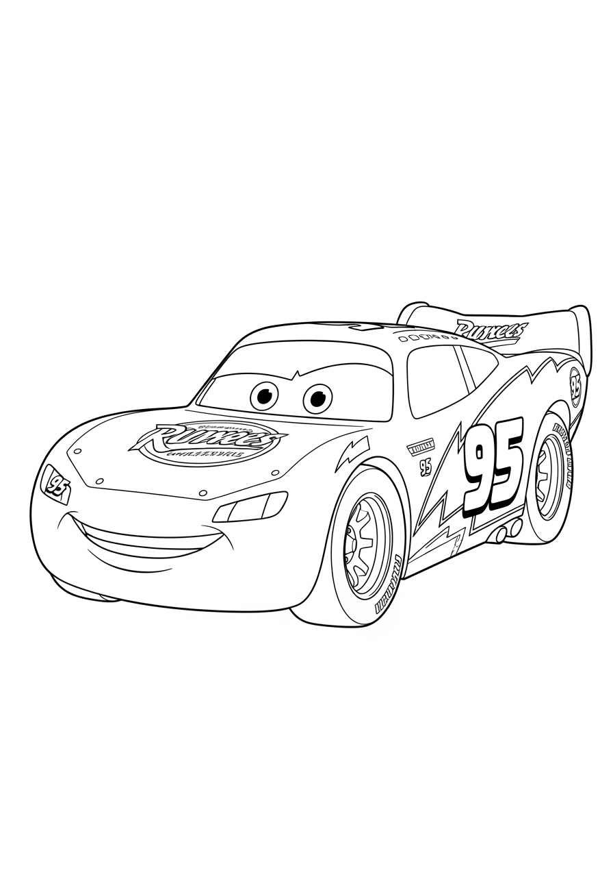 Desenho do Relâmpago MCQueen carro de corrida para colorir