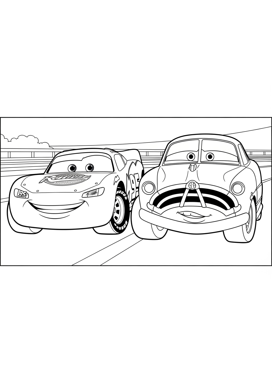 Desenho do Relâmpago MCQueen e Luigi para colorir