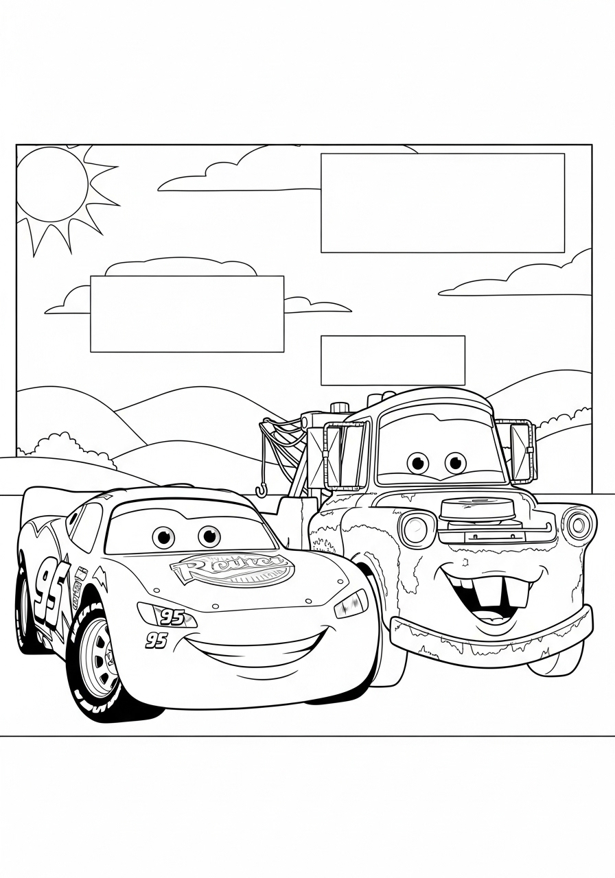 Desenho do Relâmpago MCQueen e Mate para colorir