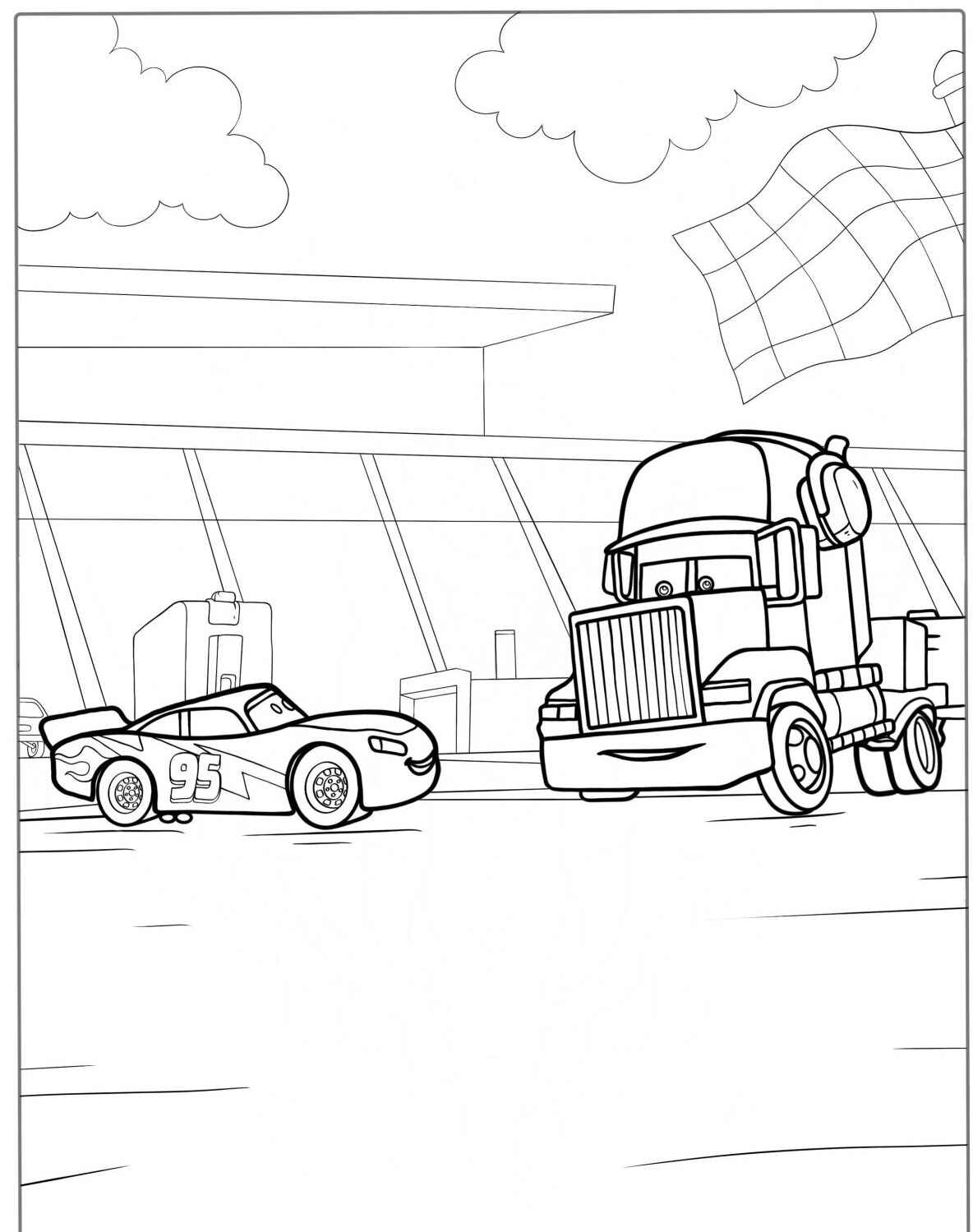 Desenho do Relâmpago MCQueen e seu amigo para colorir