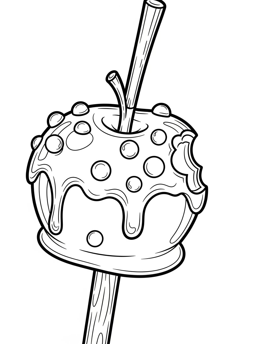 Desenho de Maça Com Caramelo para colorir