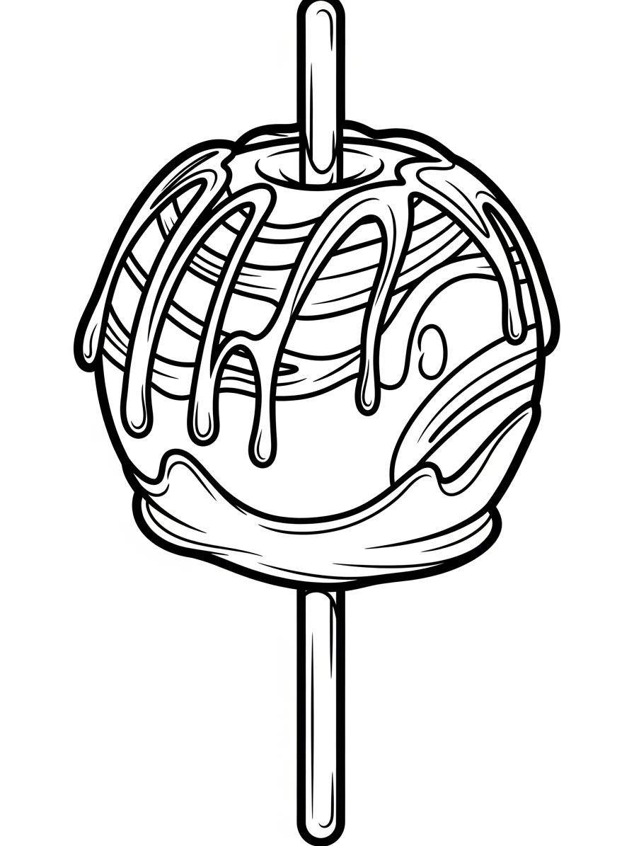 Desenho de Maça Doce com Caramelo para colorir