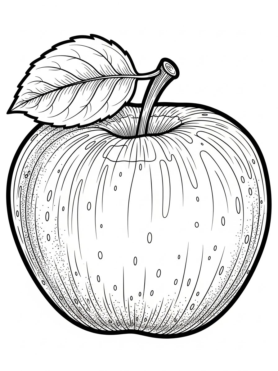 Desenho de Maça Realista a Lápis para colorir