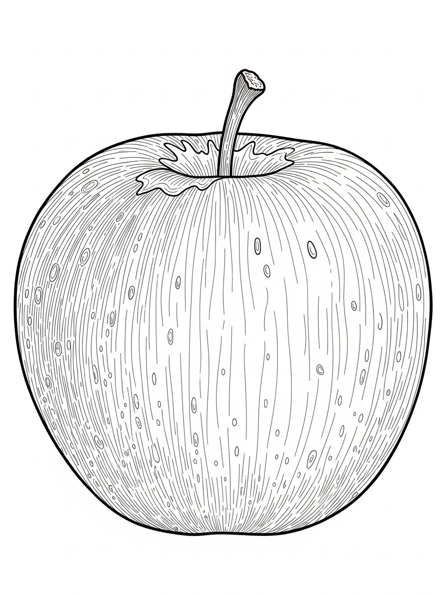 Desenho de Maça Realista para colorir