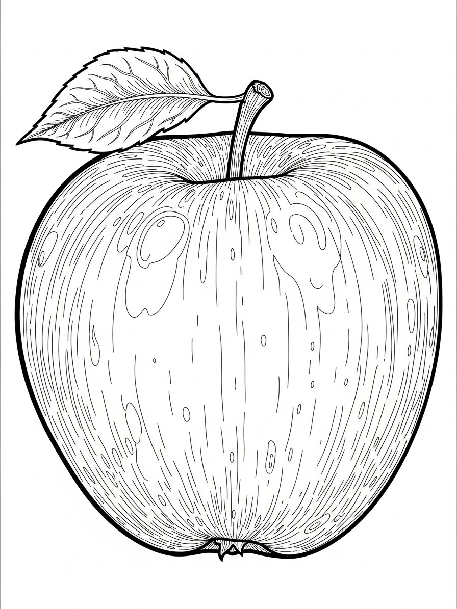 Desenho de Maça Realista para colorir