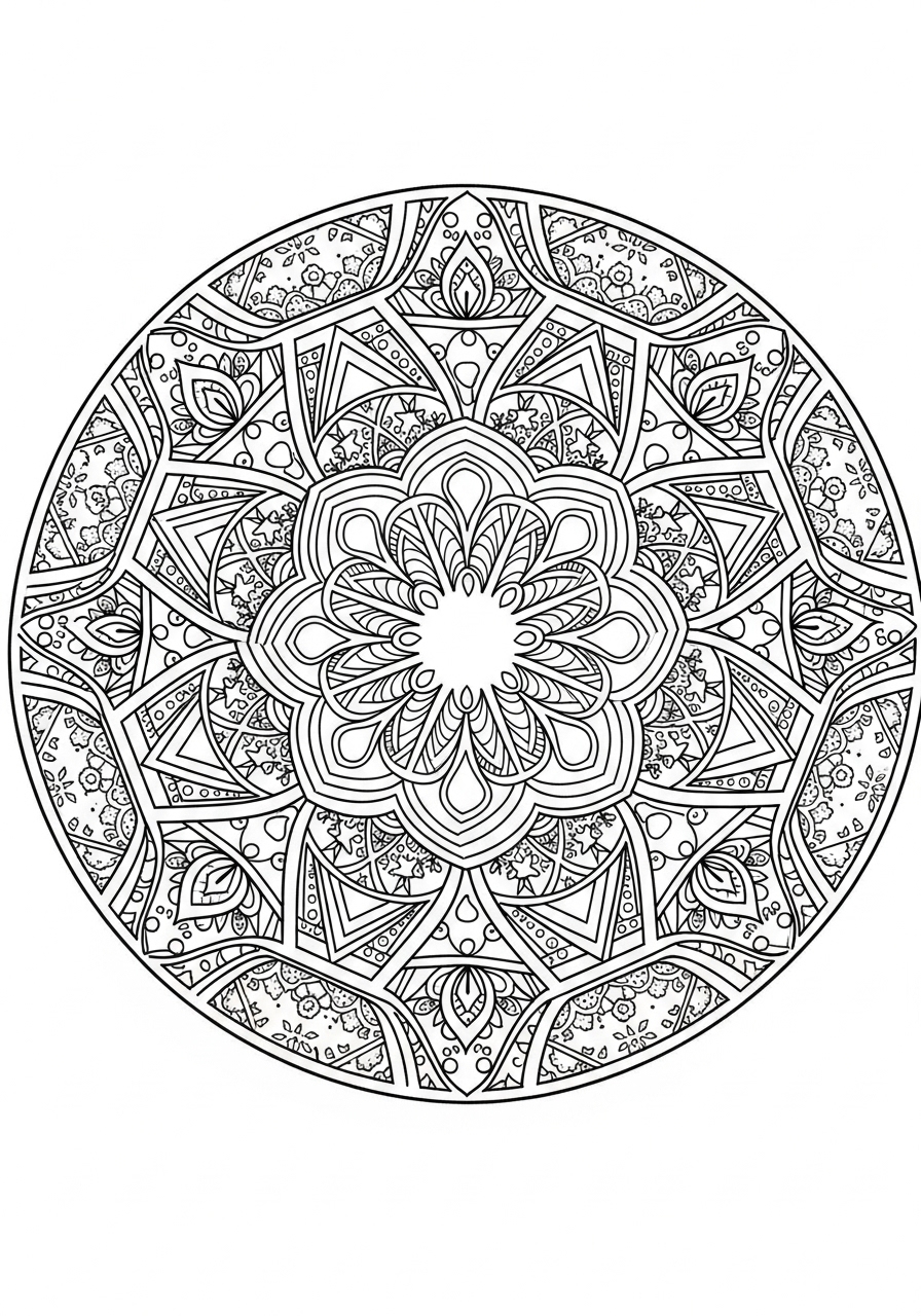 Desenho de Mandala detalhada para colorir