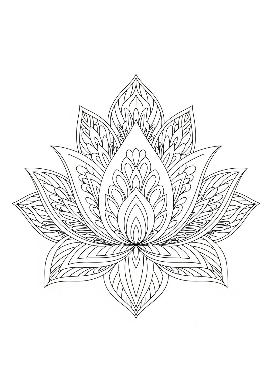 Desenho de Mandala Flor de Lótus para colorir