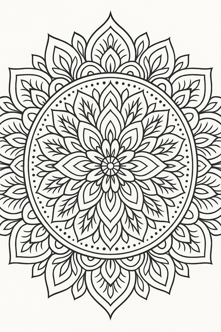 Desenho de Mandala para colorir com padrões florais intricados