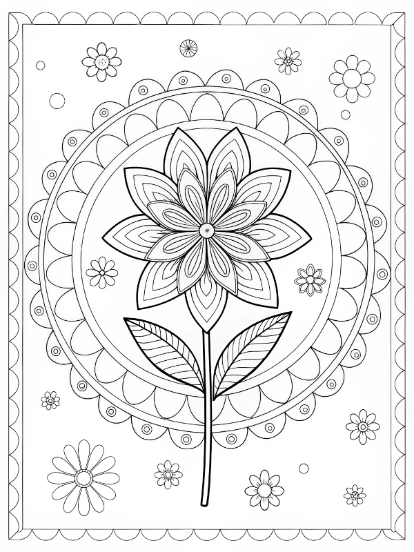 Desenho de Mandala Flor: Padrões de Flores para Colorir