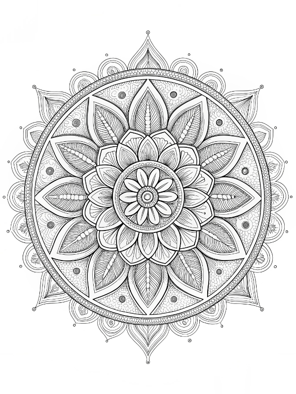 Desenho de Mandala floral intricada para colorir