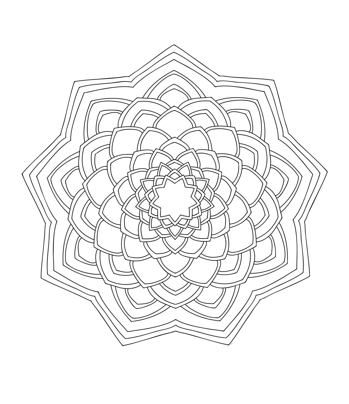 Desenho de Mandala Flores para colorir e imprimir