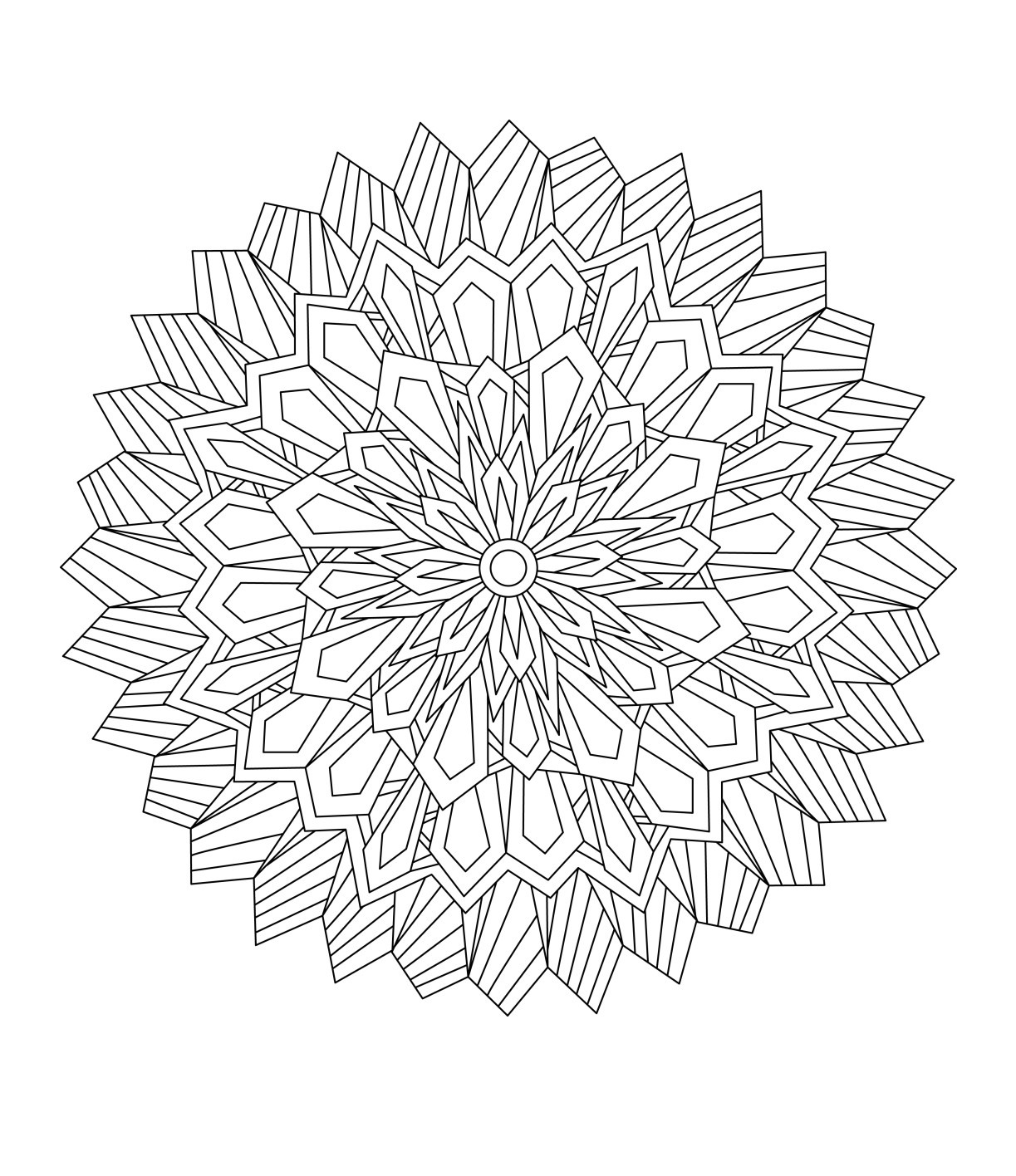 Desenho de Mandala Florar com detalhes para colorir