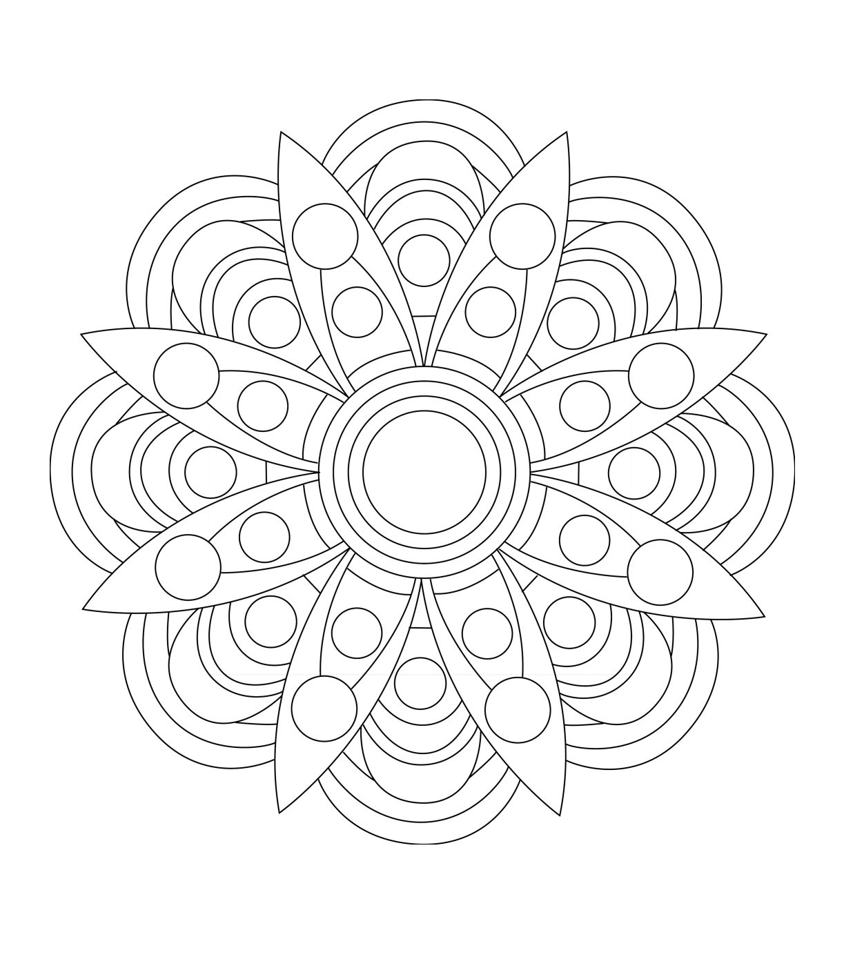 Desenho de Mandala Floral com Padrões para Colorir