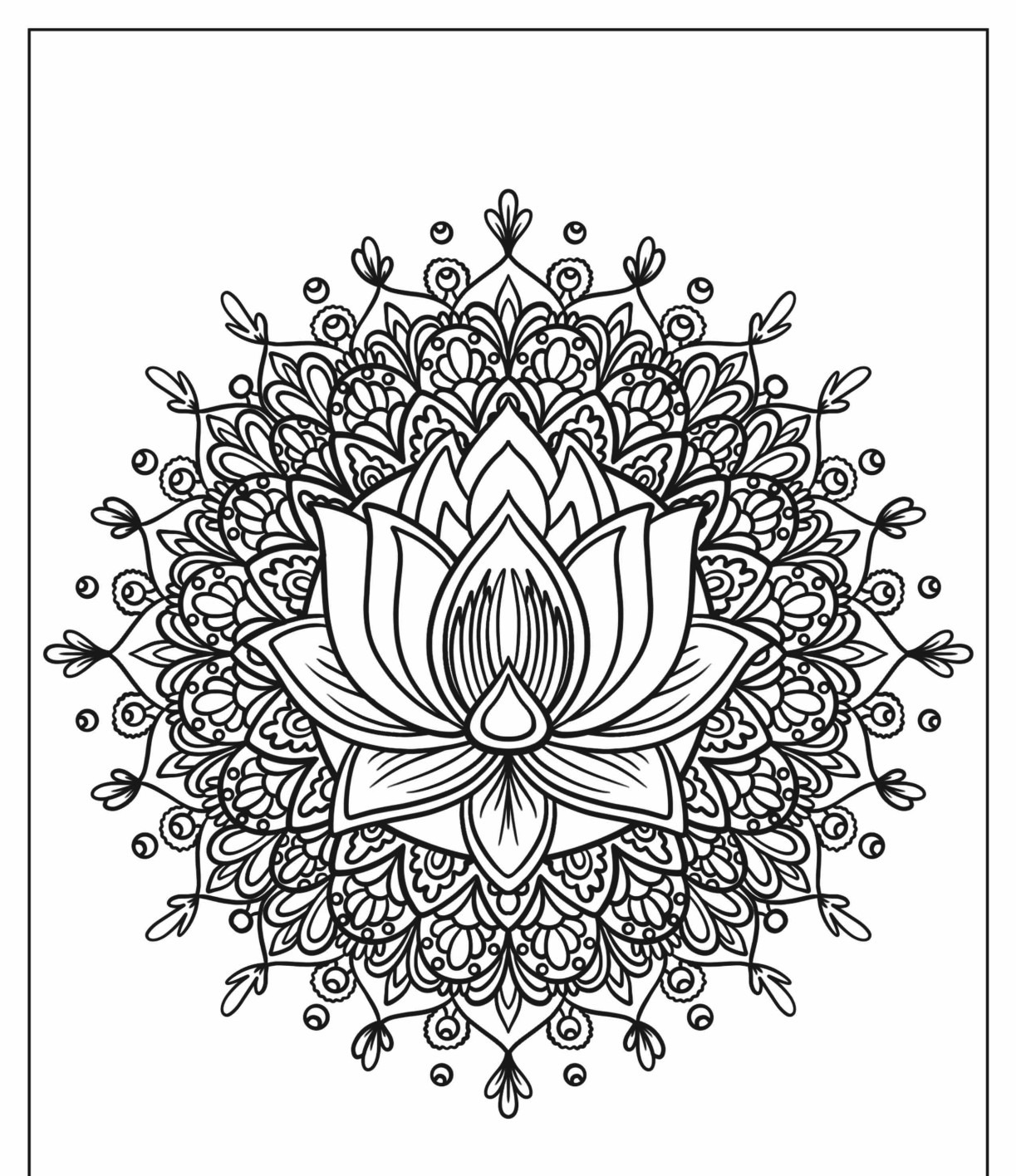 Desenho de Mandala Flor de Lótus com Detalhes para Colorir