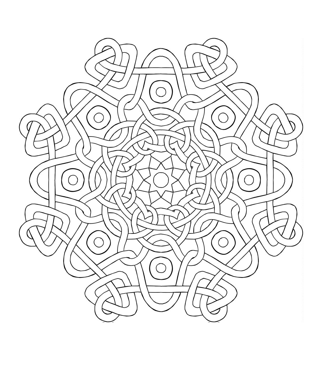 Desenho de Mandala para Colorir com Formas Interligadas