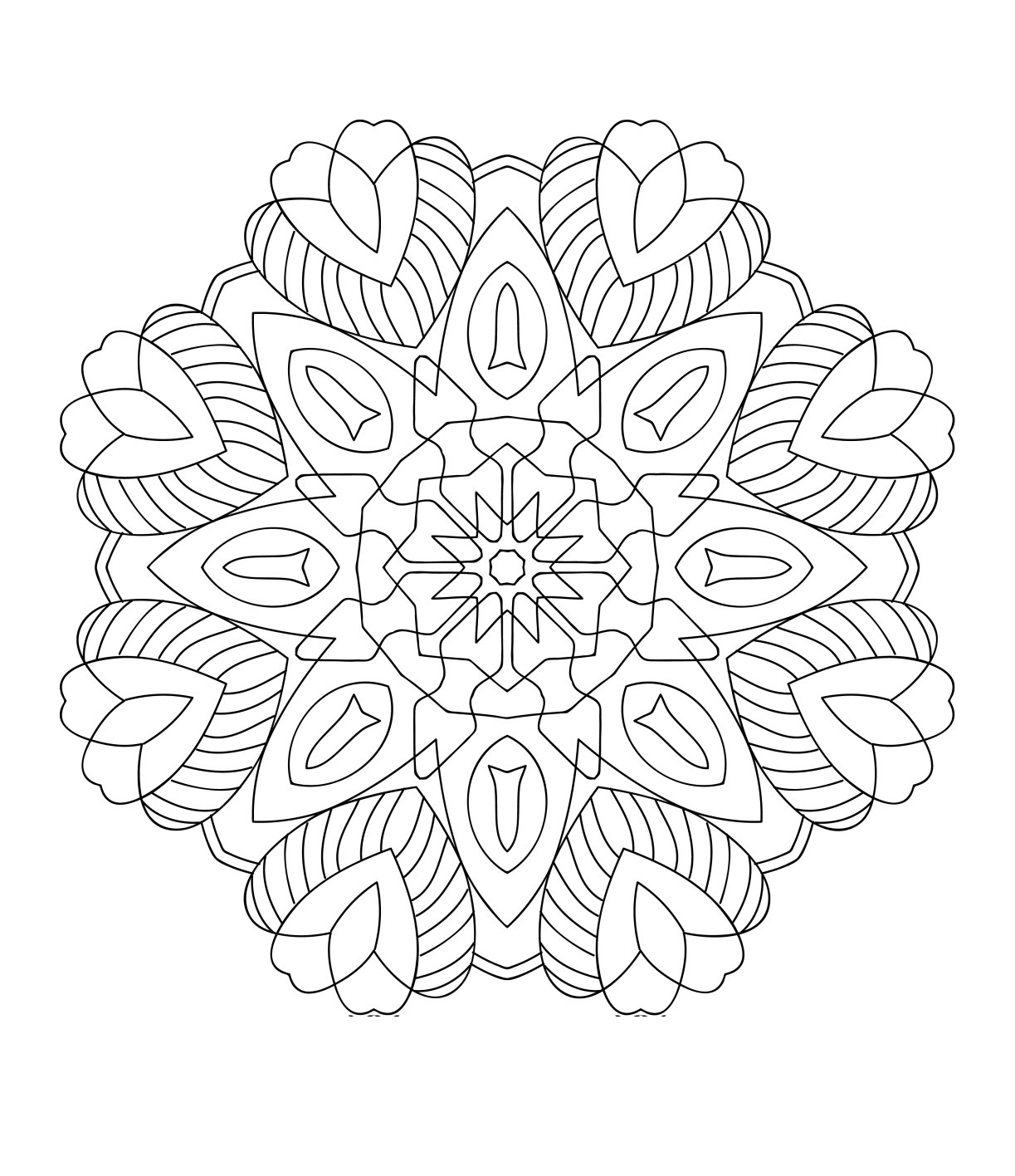 Desenho de Mandala Floral Geométrica para colorir