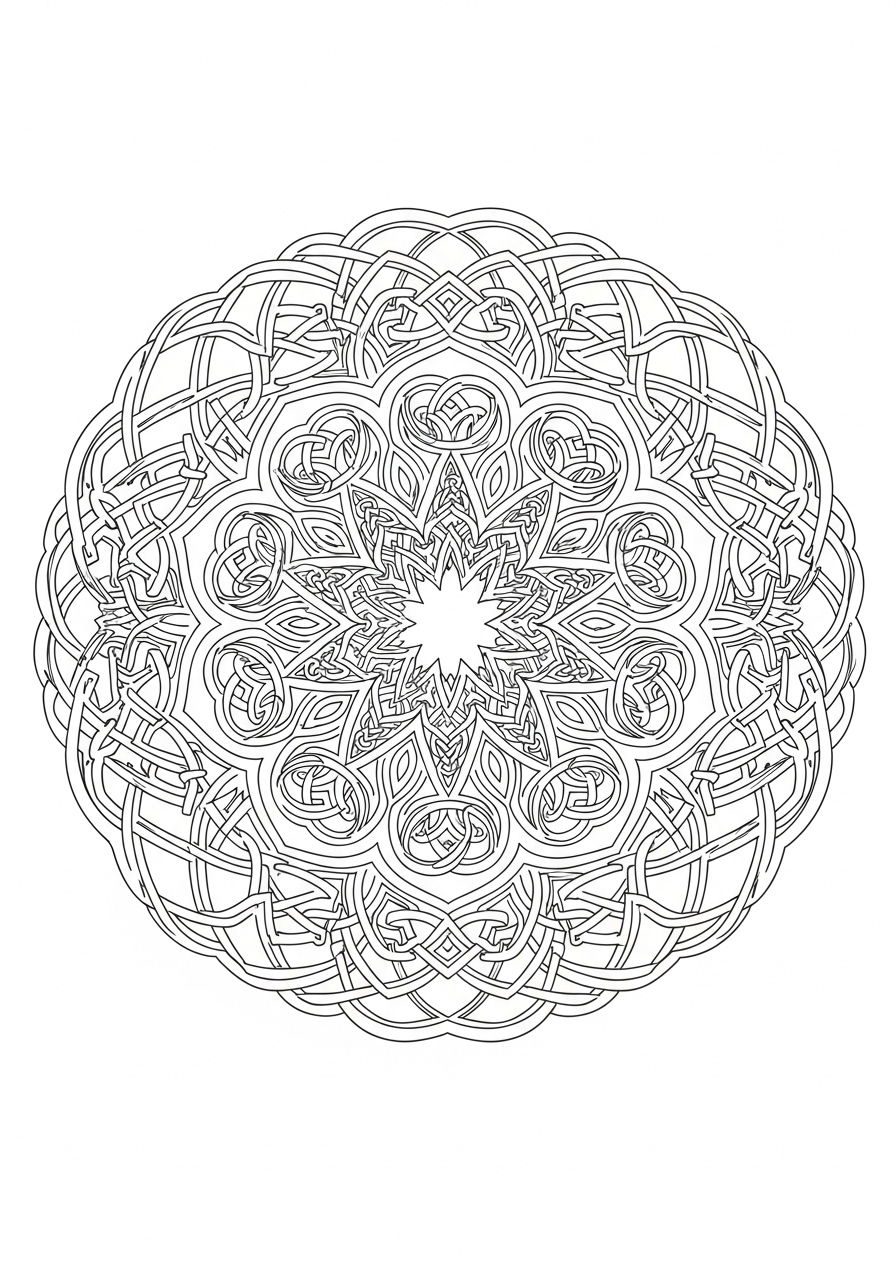 Desenho de Mandala floral para colorir com detalhes intrincados