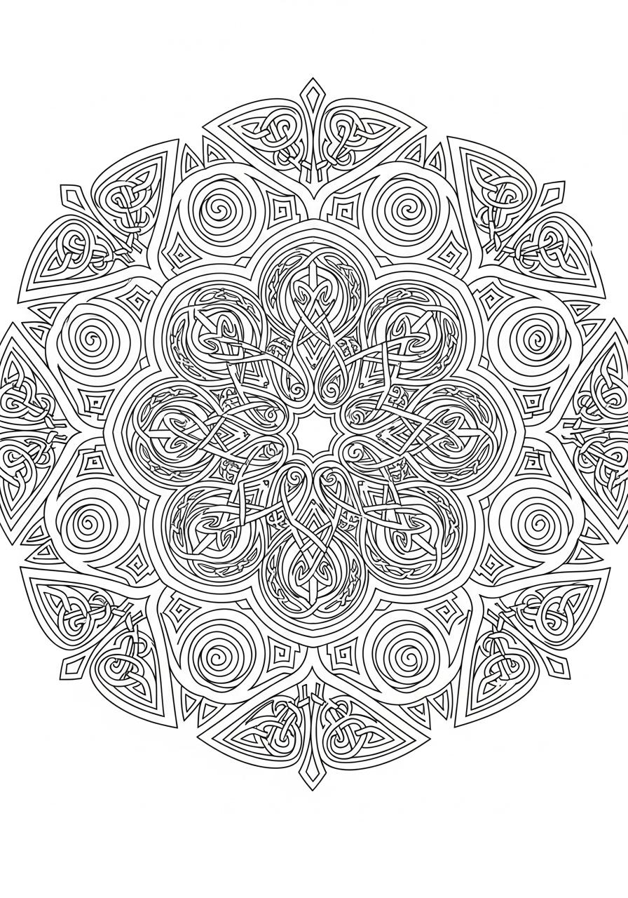 Desenho de Mandala Geométrica para Colorir